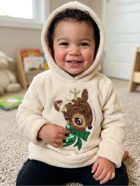 H&M Hoodie with Reindeer Design- 3T